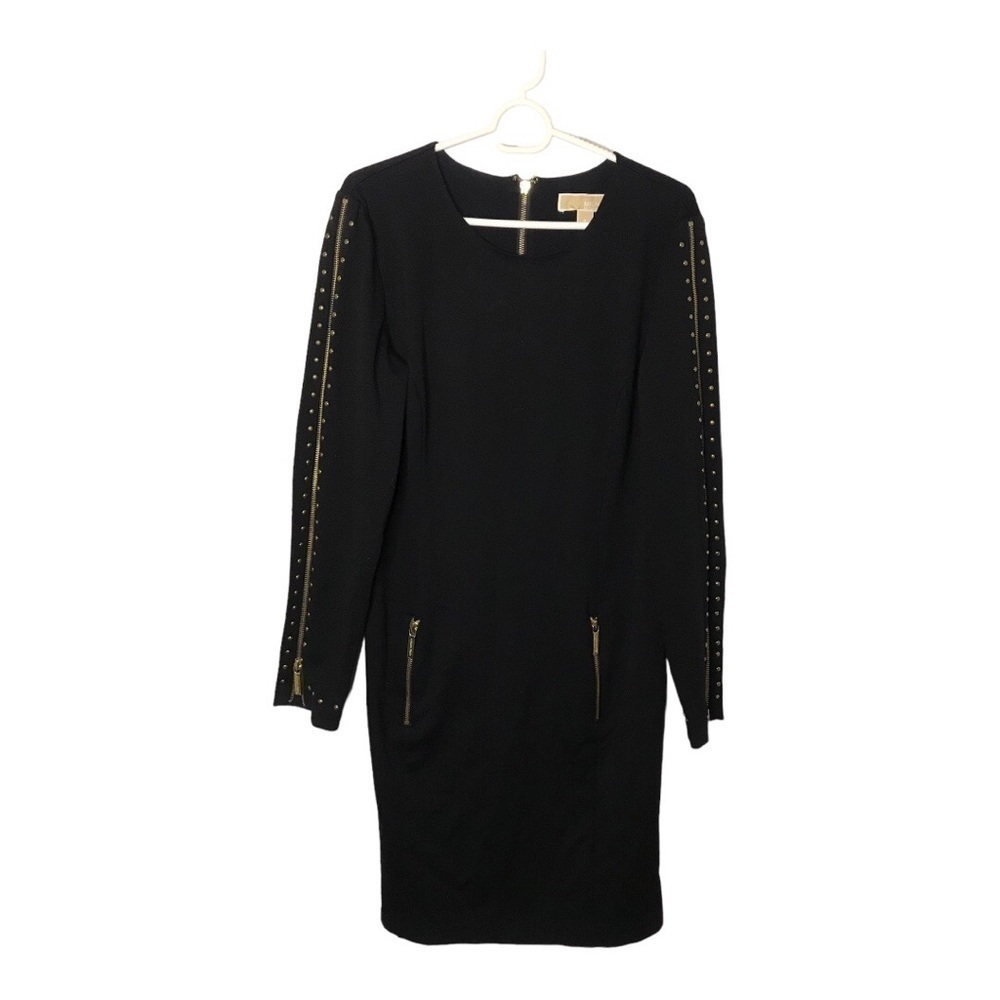 Michael Kors black sheath dress embellished size 8